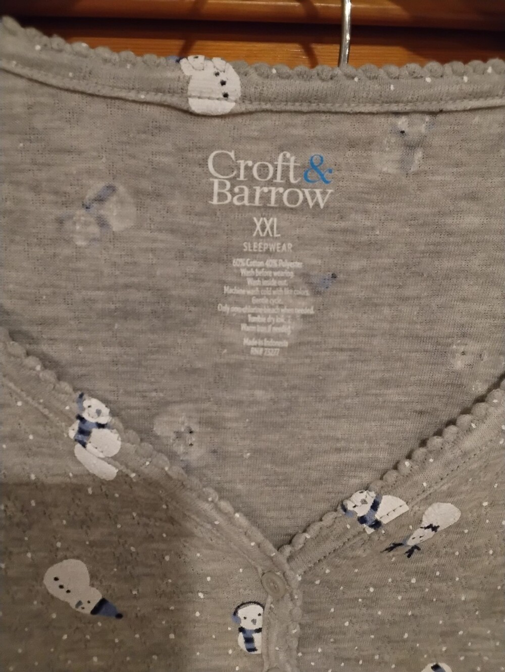 NWT Light Grey w/White Snowmen Pajama Set XXL Firm Price - Picture 2 of 3